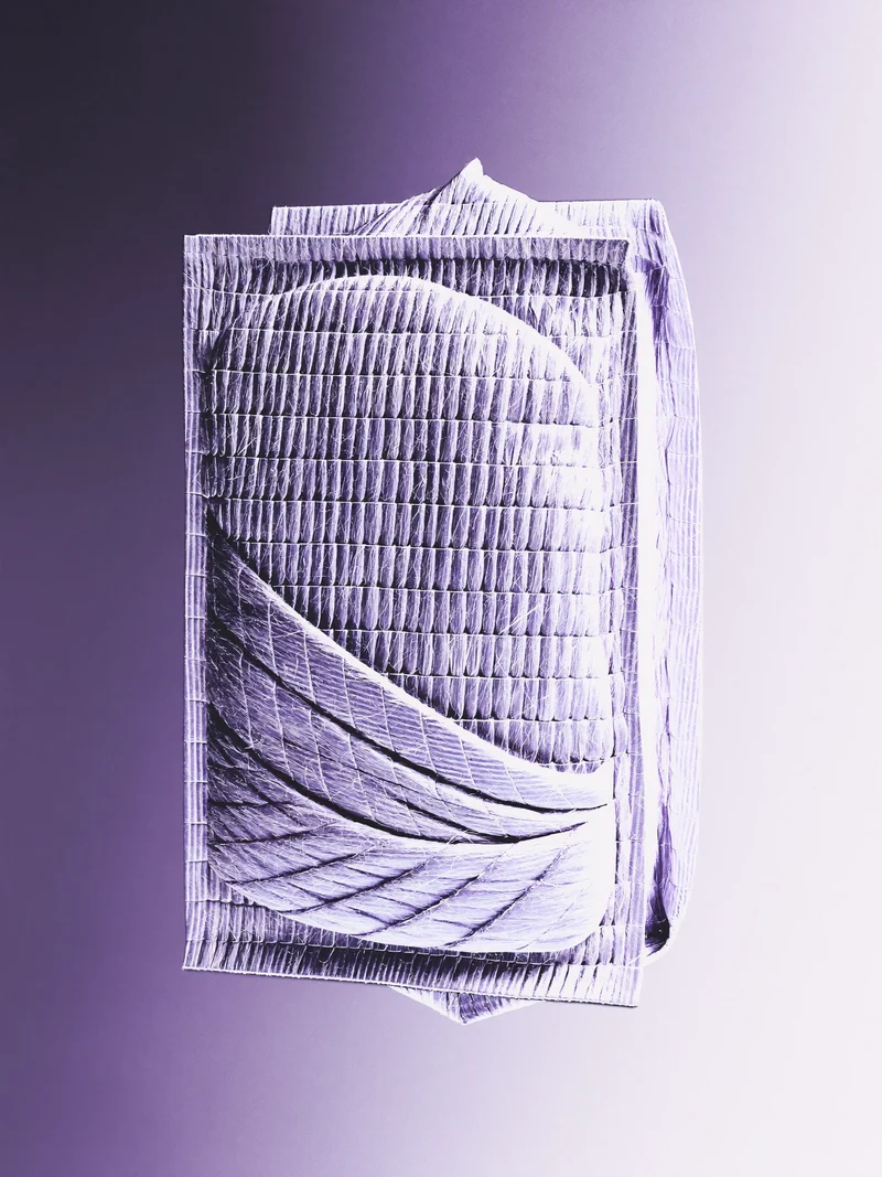 Konzeptstudie: gewebte Reisetasche mit Textur, KI-generierte Illustration